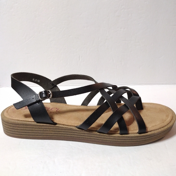 Shimmer by EDL women's Delilah Strappy Toe Slingback Sandals Size 8.5 Black - Picture 5 of 10